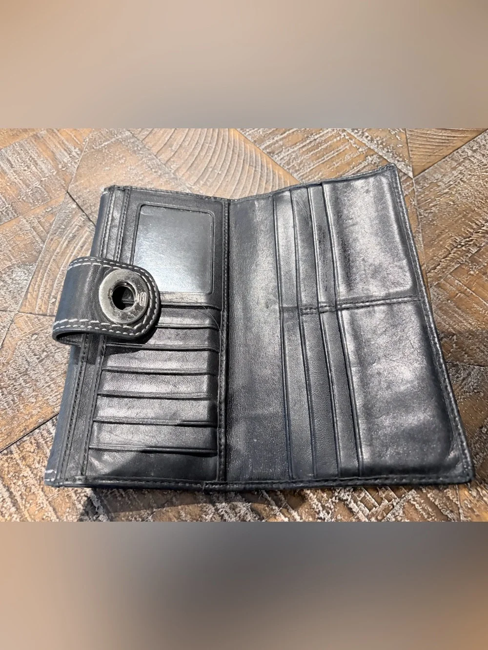 Coach Black Leather Turn-Lock Wallet
